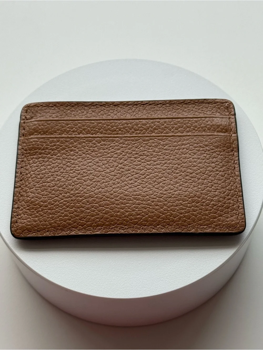 Michael Kors Tan Pebbled Leather Card Holder with Gold Logo